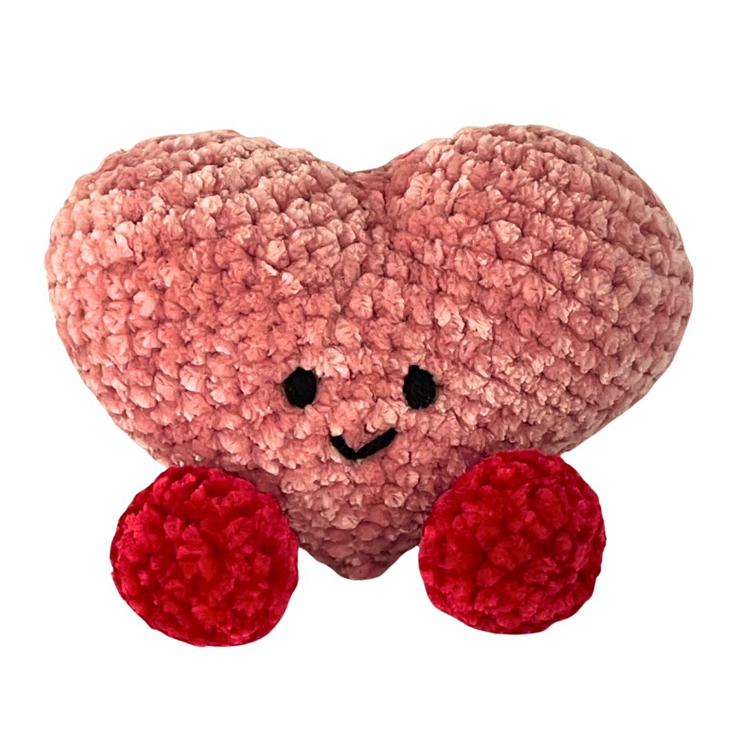 Valentine's Heart Plush - Handmade Crochet Plushie - Pink and Red Velvet Amigurumi