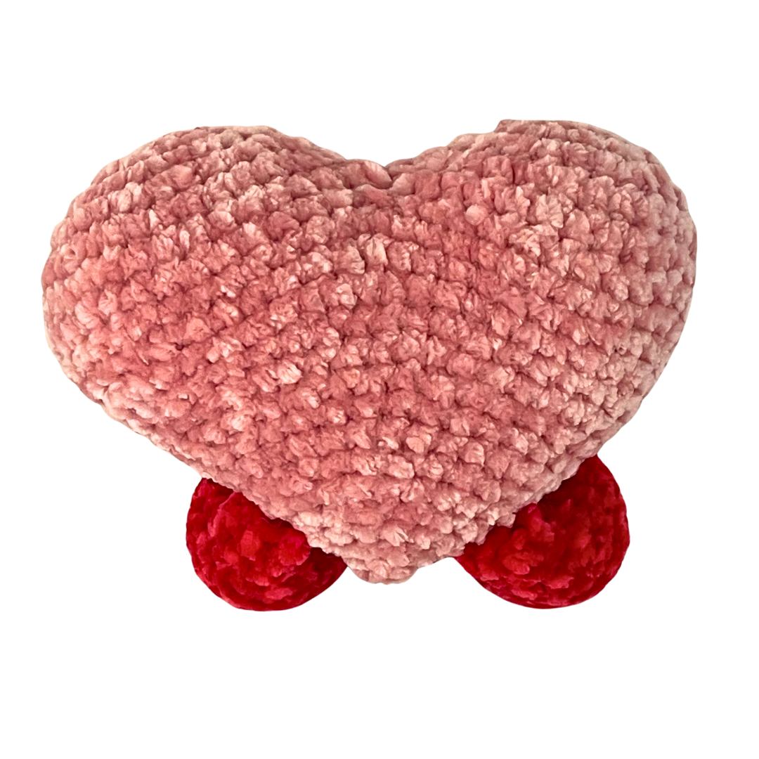 Valentine's Heart Plush - Handmade Crochet Plushie - Pink and Red Velvet Amigurumi