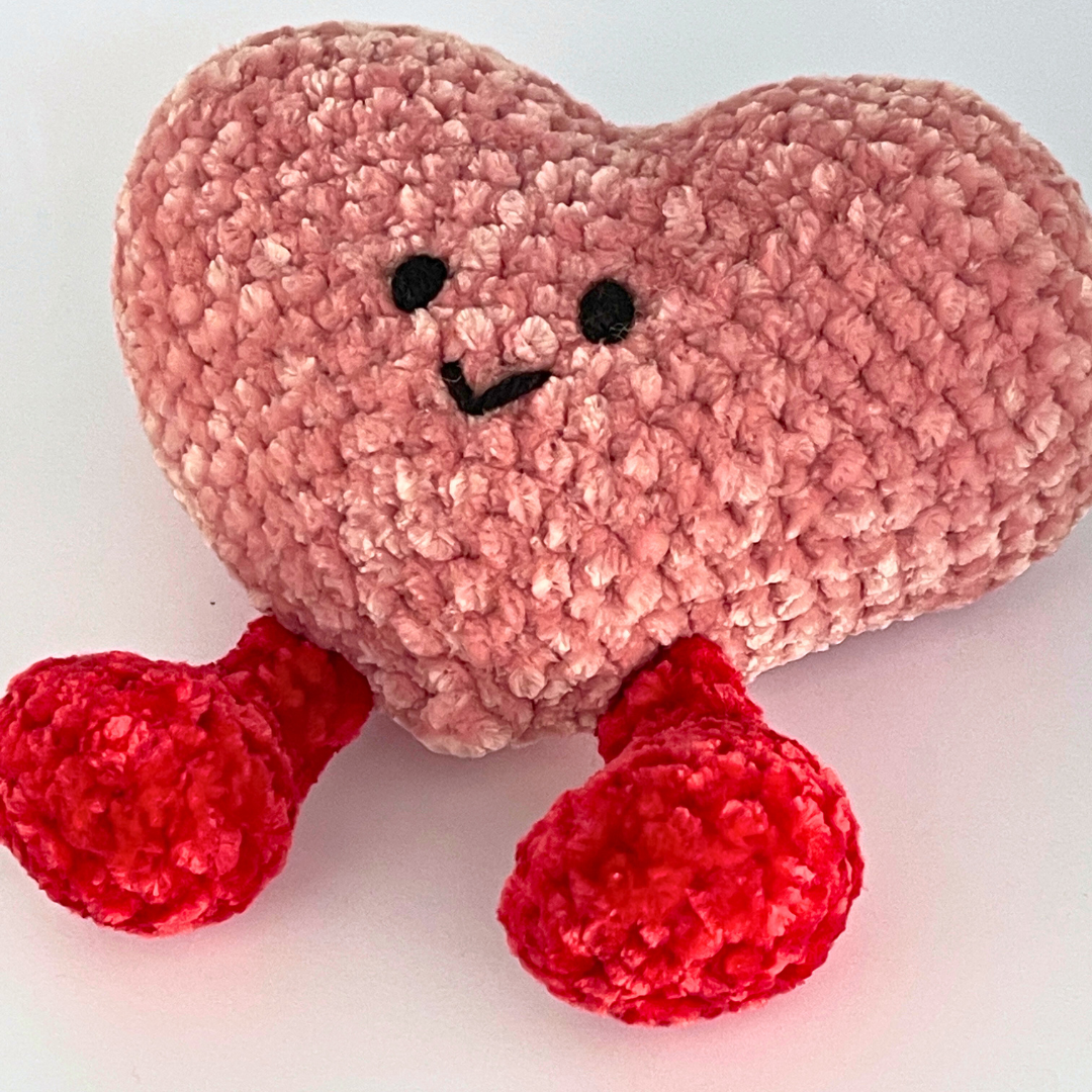 Valentine's Heart Plush - Handmade Crochet Plushie - Pink and Red Velvet Amigurumi