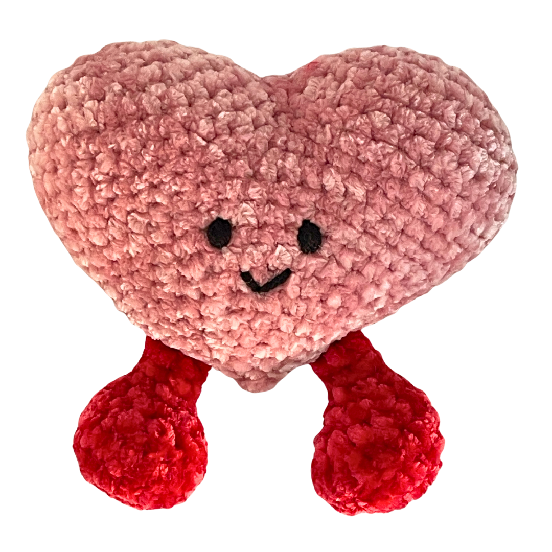 Valentine's Heart Plush - Handmade Crochet Plushie - Pink and Red Velvet Amigurumi