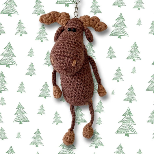 Moose Keychain - Handmade Crochet - Adorable Dangly-Leg Design